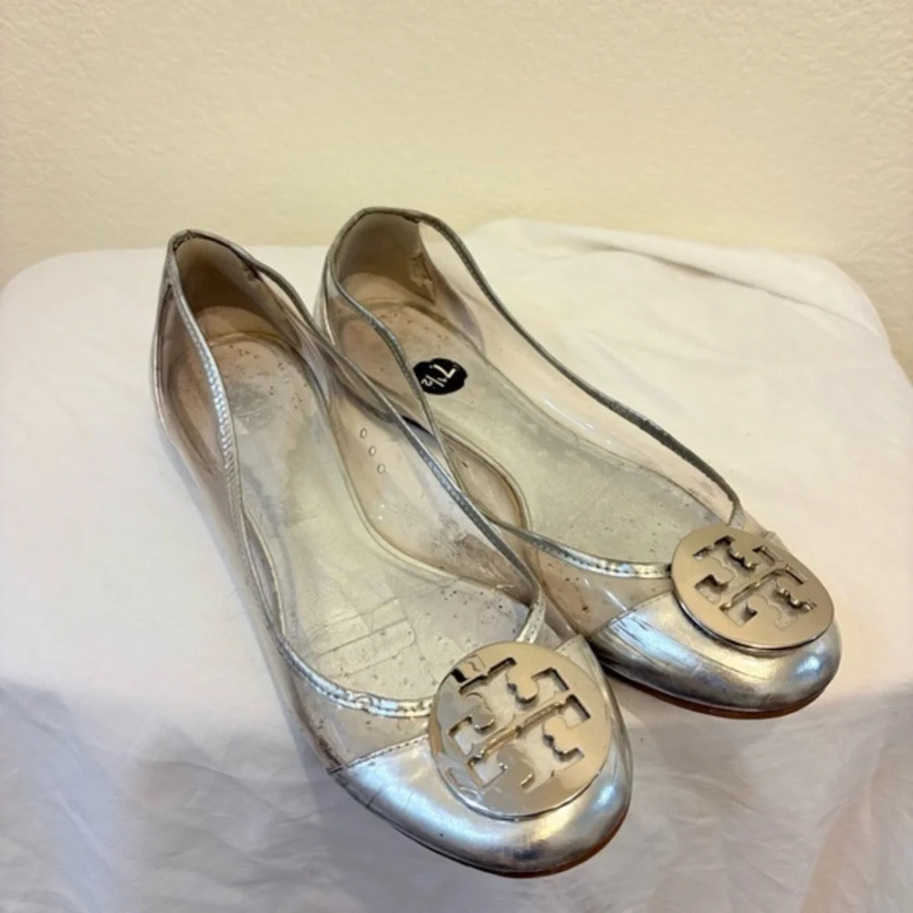 Tory Burch Audrey Flat Clear Silver